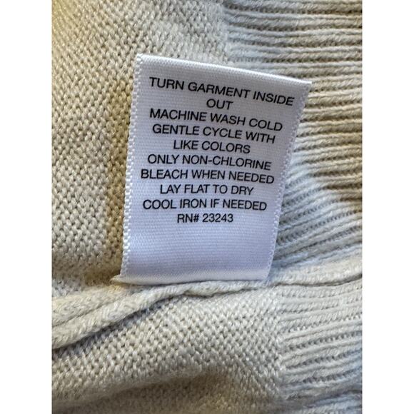 New York & Company Sz XL Sweater V-Neck Pullover Cream Beige Old Money Preppy - Picture 6 of 7